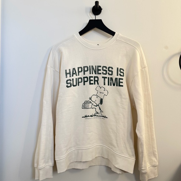 Zara Tops - Zara Snoopy Cream Crewneck Sweatshirt